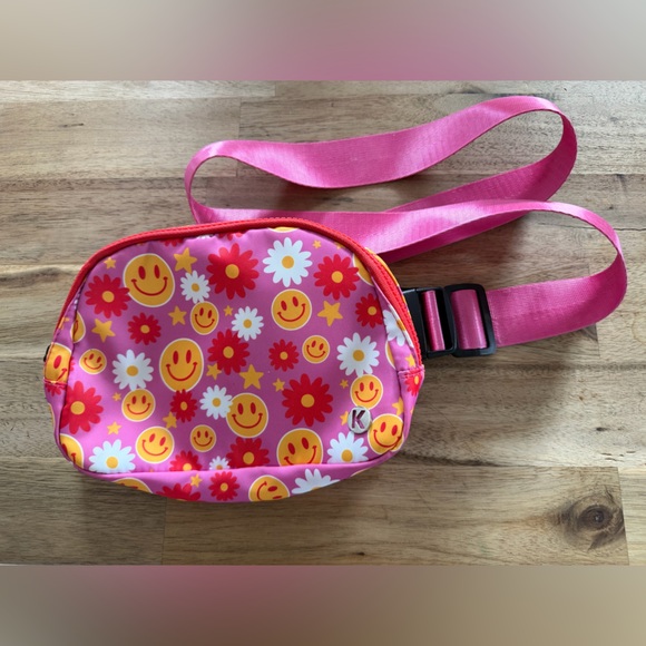 Katydid Handbags - Katydid Pink Smiley Face Floral Crossbody Bag Festival Trendy